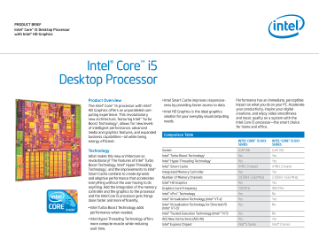 Product Brief: Intel® Core™ i5 Desktop Processor with Intel® HD Graphics