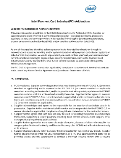 Intel Payment Card Industry (PCI) Addendum